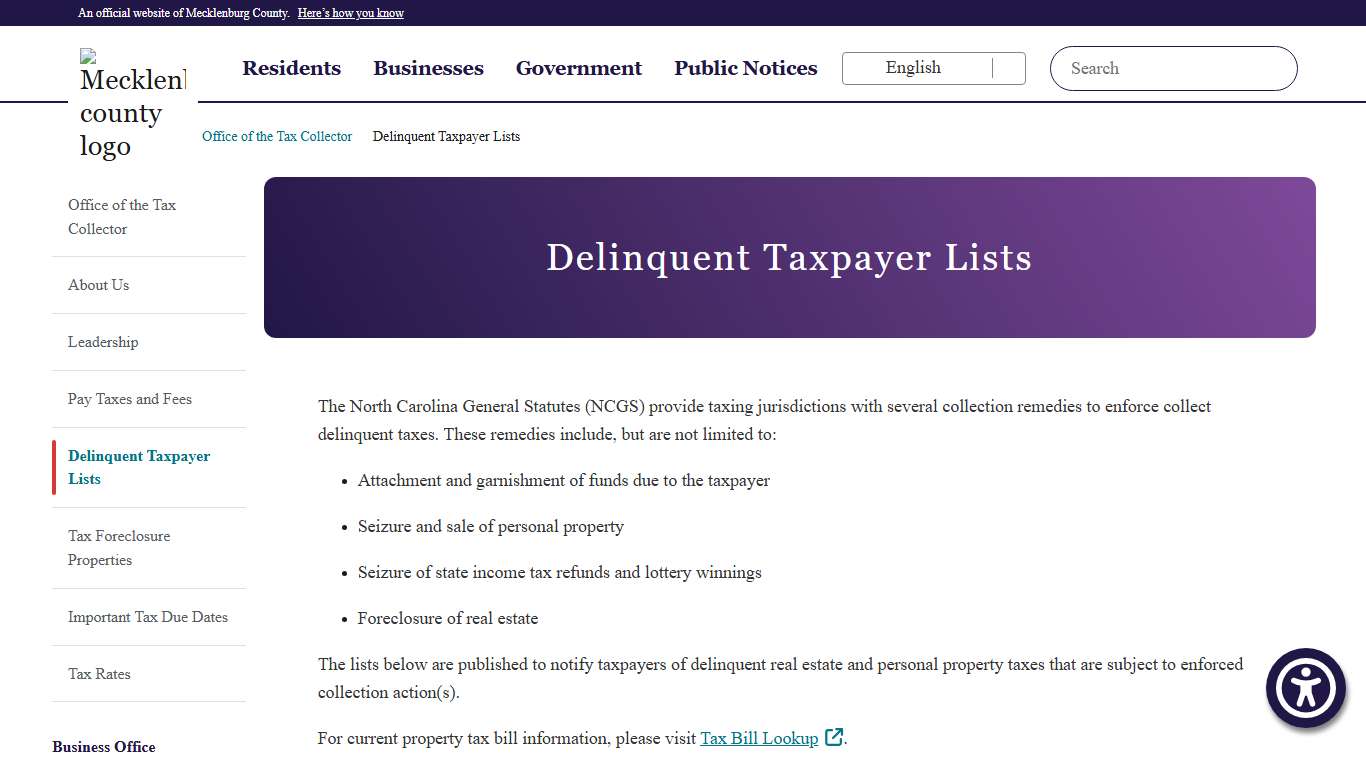 Delinquent Taxpayer Lists​ Office of the Tax Collector