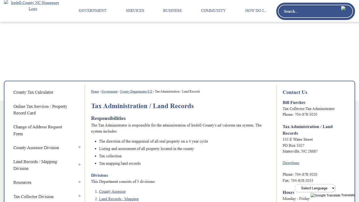Tax Administration / Land Records Iredell County, NC
